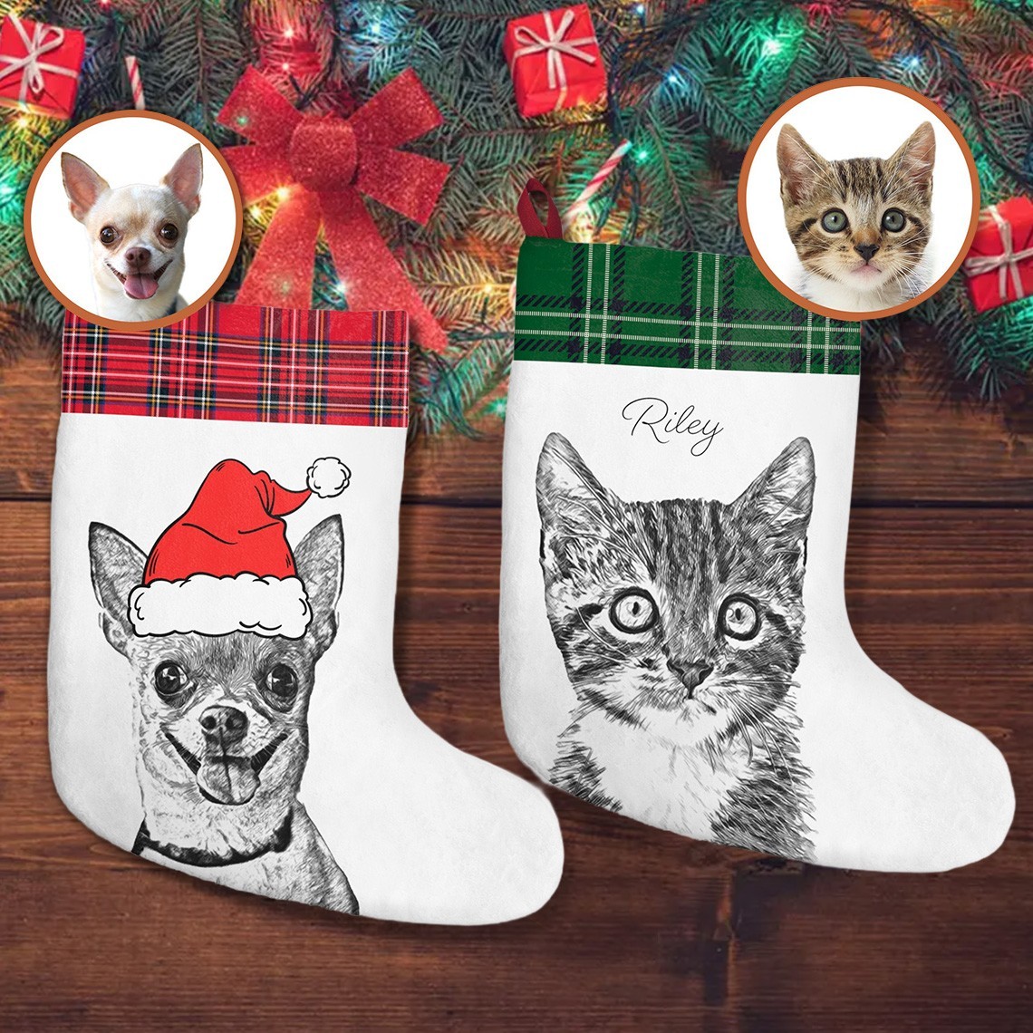 Personalised Embroidered Pet Dog Christmas Stocking with Name Gifts for Dog Owners Christmas Gift for Pet Lovers