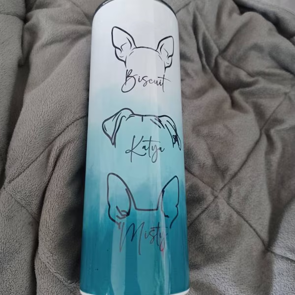 Personalised Engraved Dog Ear Tumbler with Name for Dog Lovers Unique Gifts for Pet Lovers