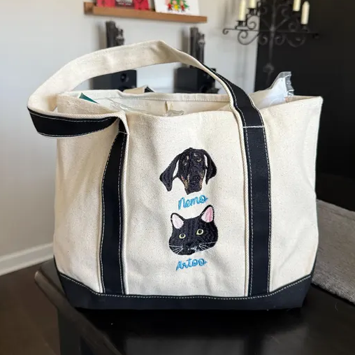 Personalised Embroidered Pet Face Tote Bag with Name Gifts for Pet Lover Dog Lover Gifts
