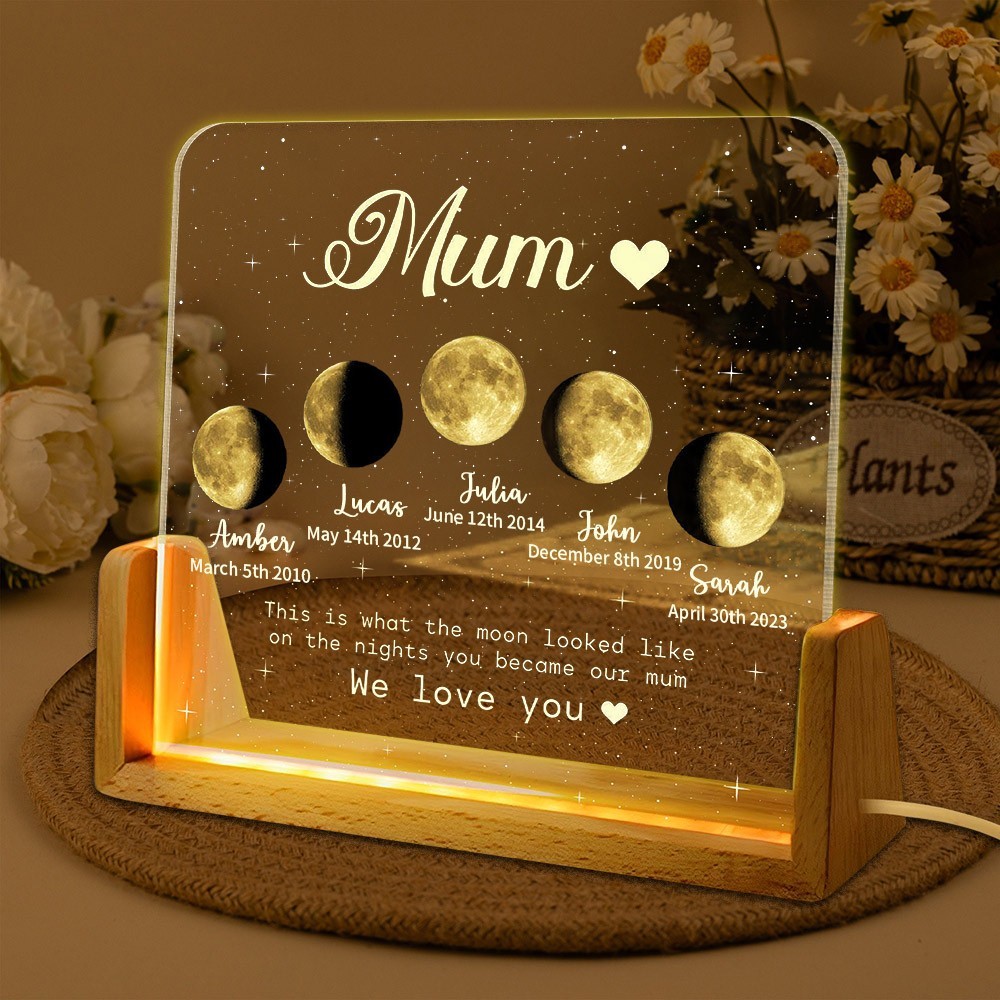 This Is What The Moon Looked Like on The Nights You Became Our Mum Custom Moon Phase Night Light for Mum Mother's Day Gift