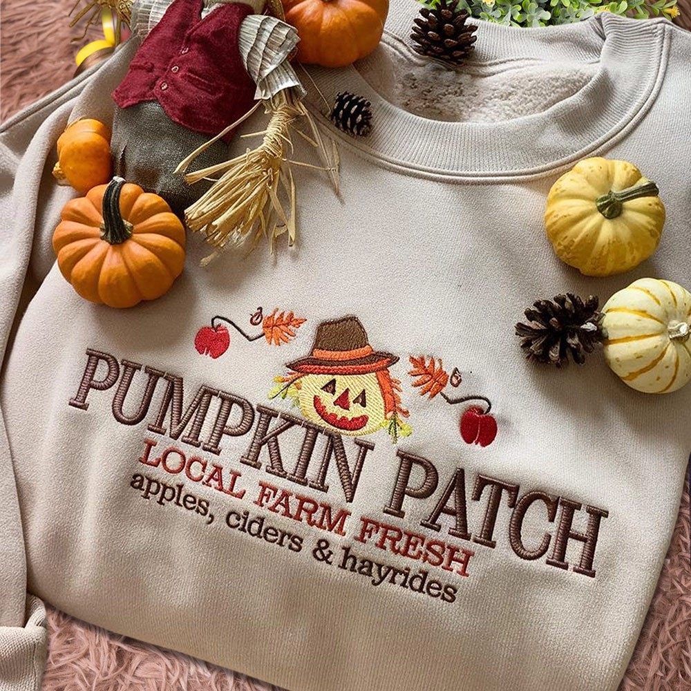 Halloween Embroidered Sweatshirt Pumpkin Patch Sweatshirt Halloween Gift Ideas