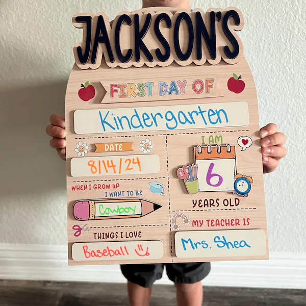 Custom First Day of School Sign Back to School Photo Prop for Kids