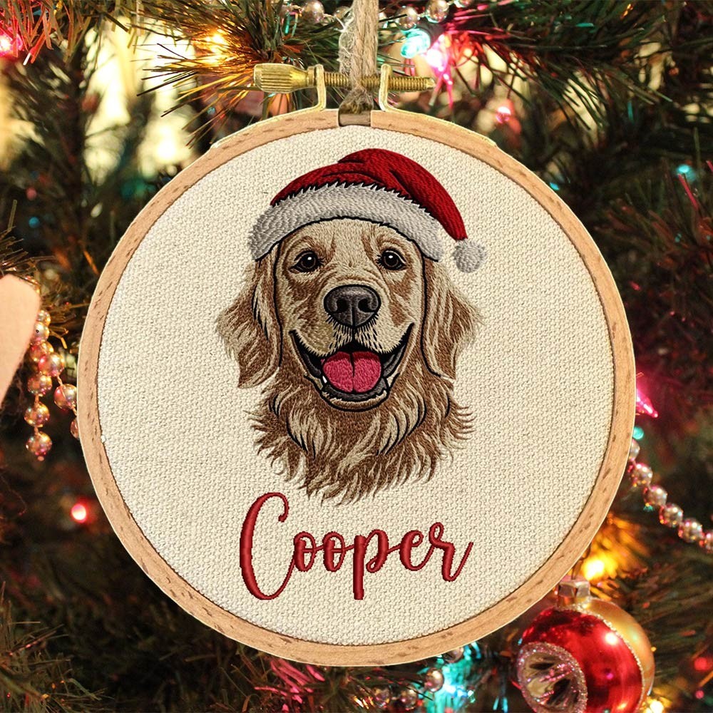 Custom Embroidered Dog Portrait Photo Ornament Gifts for Dog Owners Pet Memorial Gift Christmas Gift for Pet Lovers