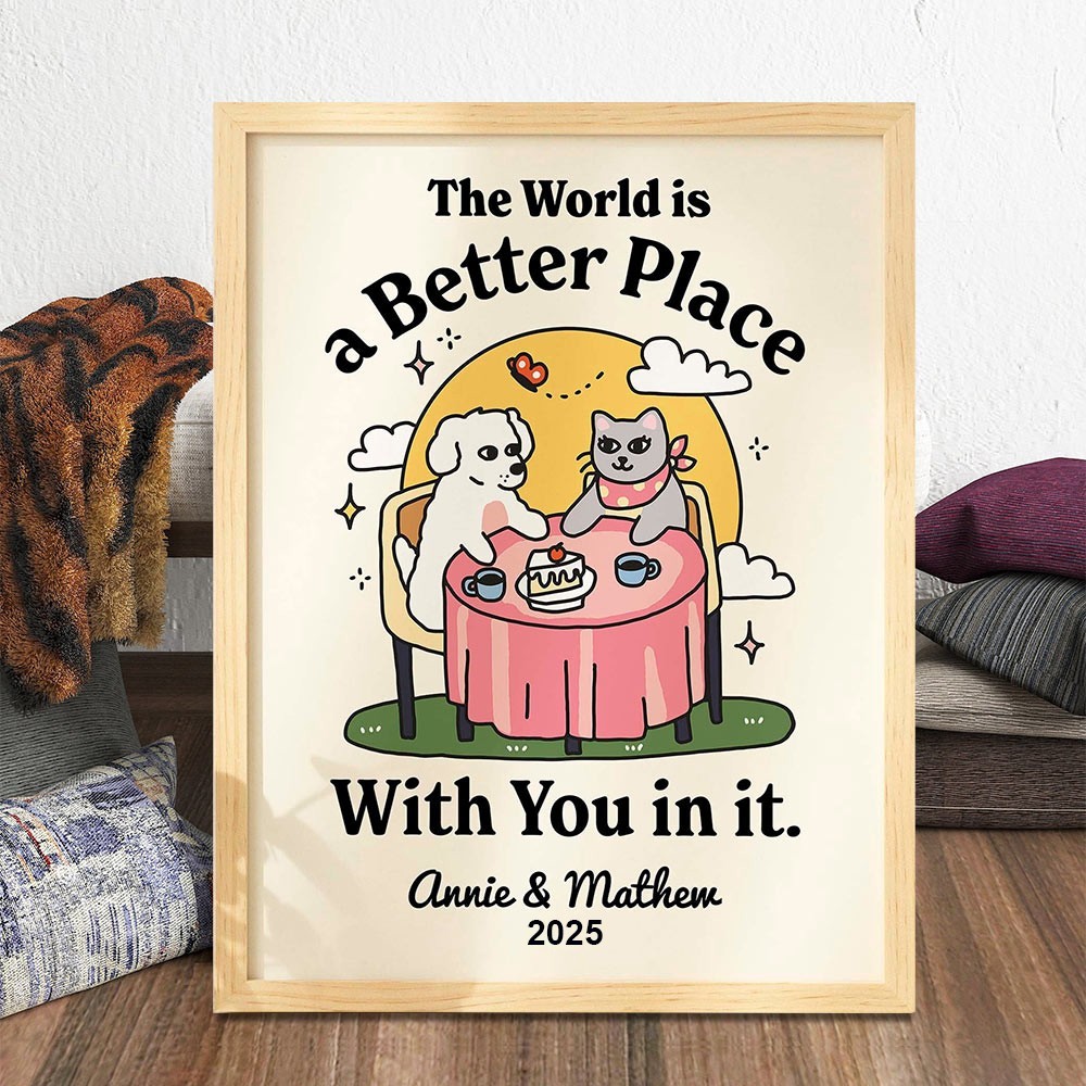 Personalised Dog and Cat Couple Print Unique Engagement Gifts Valentine's Day Gifts for Couple Anniversary Gift