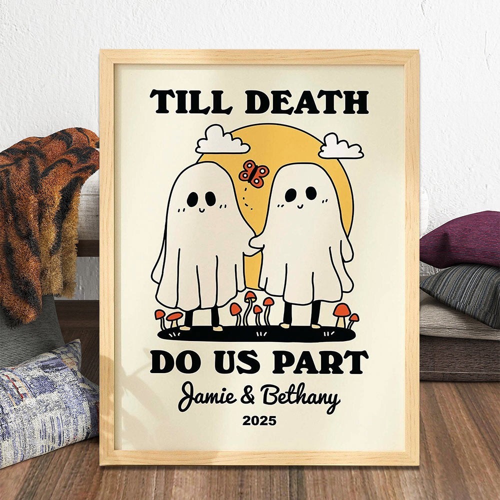 Personalised Cute Ghosts Couple Print Unique Engagement Gifts Valentine's Day Gifts for Couple Anniversary Gift