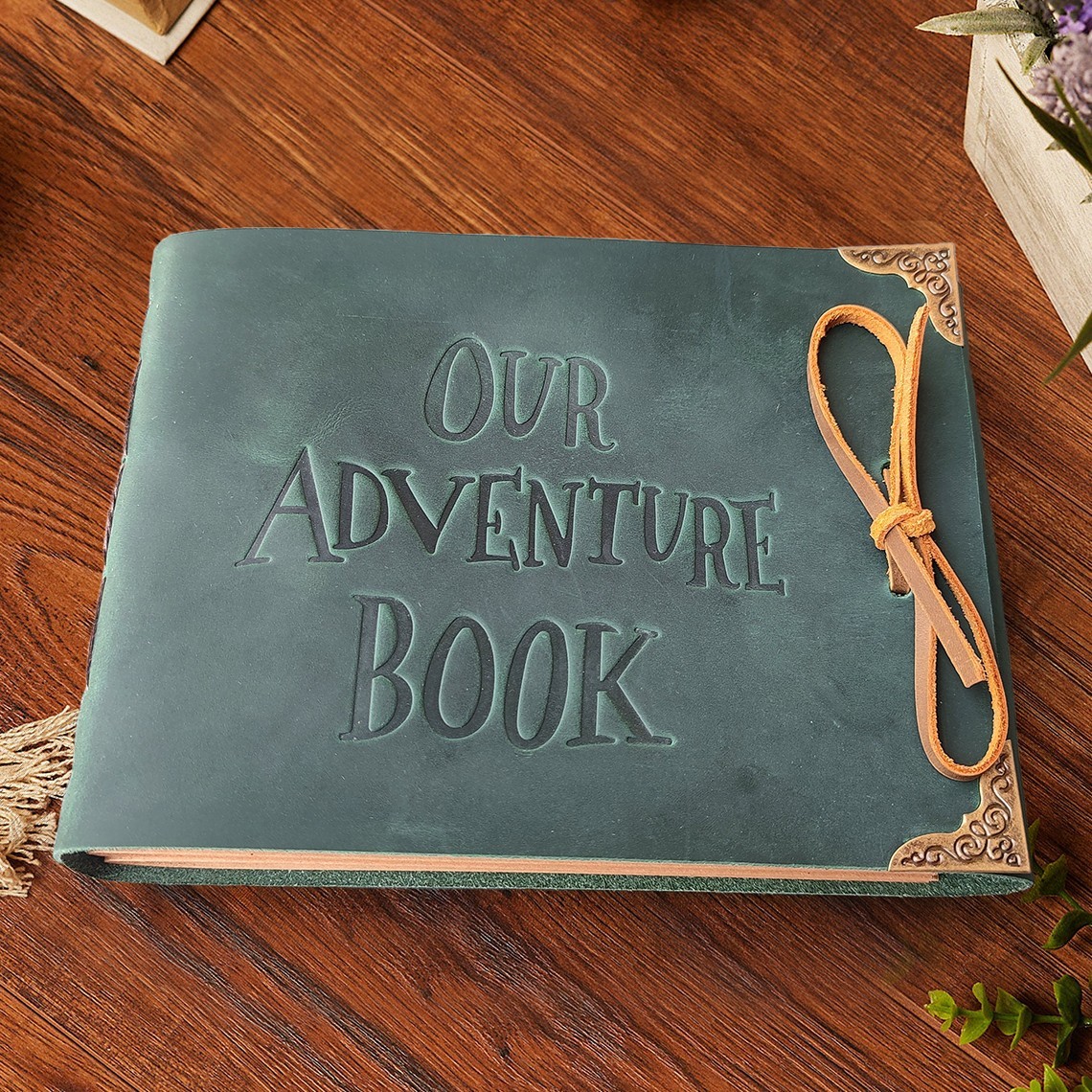 Our Adventure Book Personalised Couple Leather Travel Photo Album for Wedding Anniversary Valentine's Day Gift Ideas