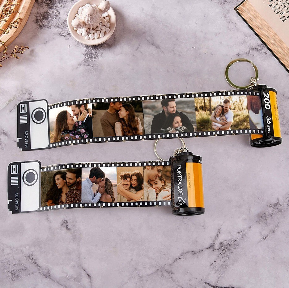 Personalised Photo Film Roll Keychain for Couple Memorial Gifts for Her Him Anniversary Gift Valentine's Day Gift Ideas