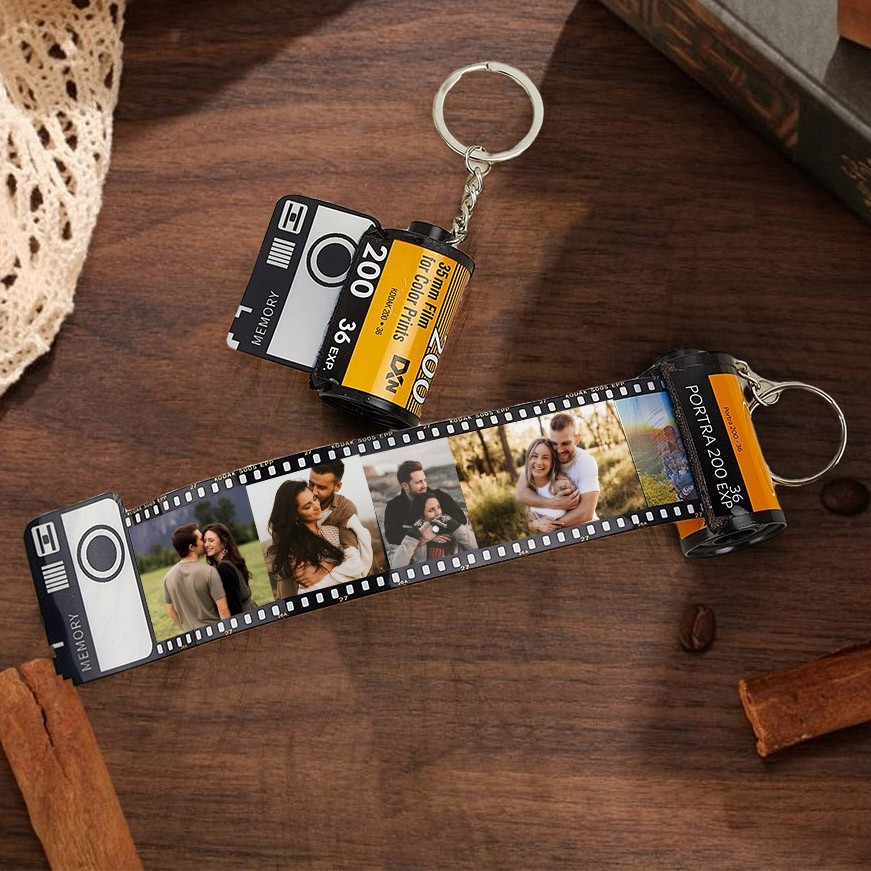 Personalised Camera Film Roll Keychain Wedding Anniversary Gifts Keepsake Gifts for Her Valentine's Day Gift for Couples