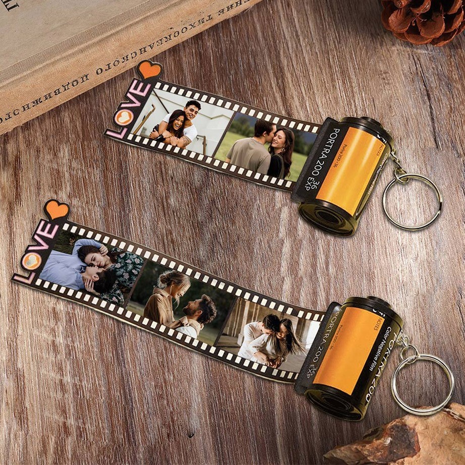 Personalised Photo Film Roll Keychain for Anniversary Birthday Valentine's Day Gift Keepsake Gift for Couples