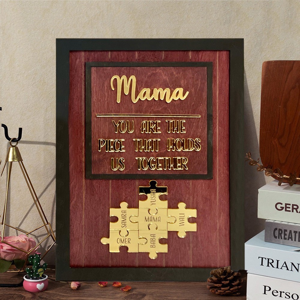 Custom Mama Puzzle Piece Sign with Kids Names Keepsake Gifts for Mum New Mum Gift Mother's Day Gift