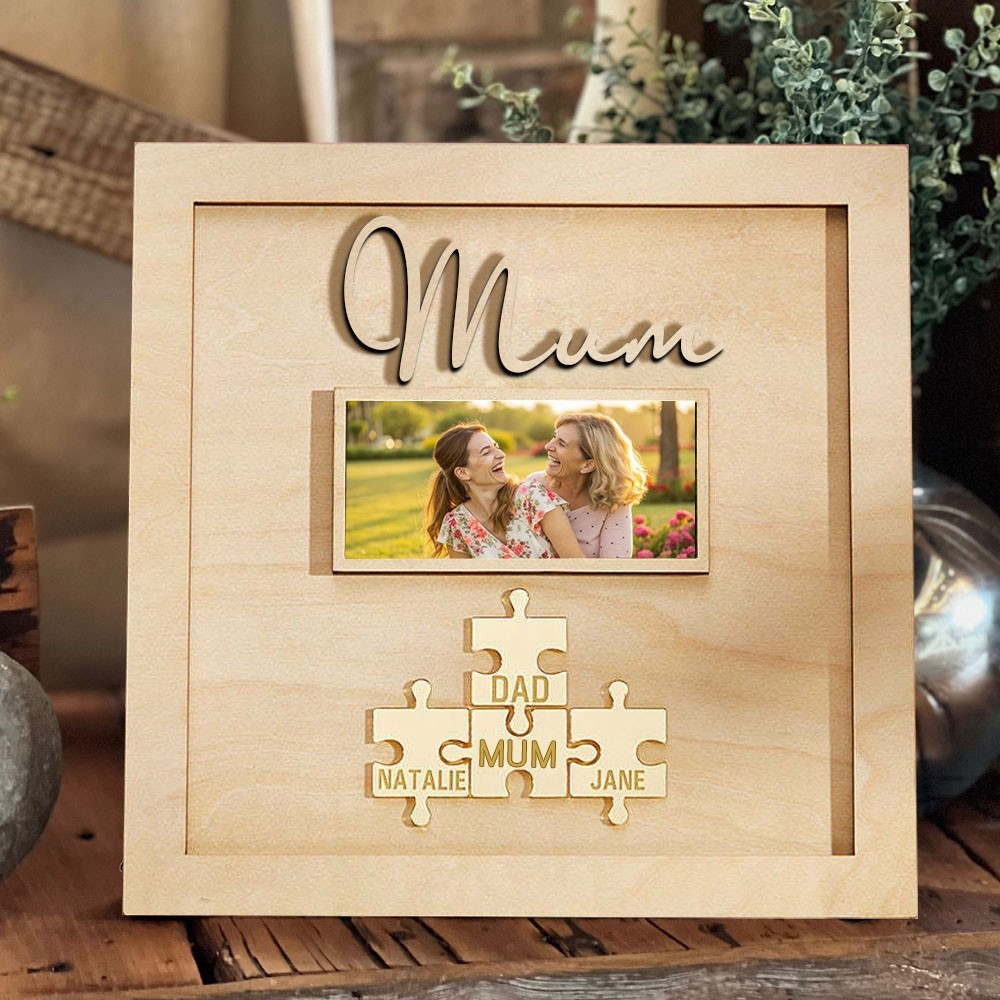Custom Mum Wooden Puzzle Sign with Photo and Kids Names Birthday Gift for Mum New Mum Gift Unique Mother's Day Gifts