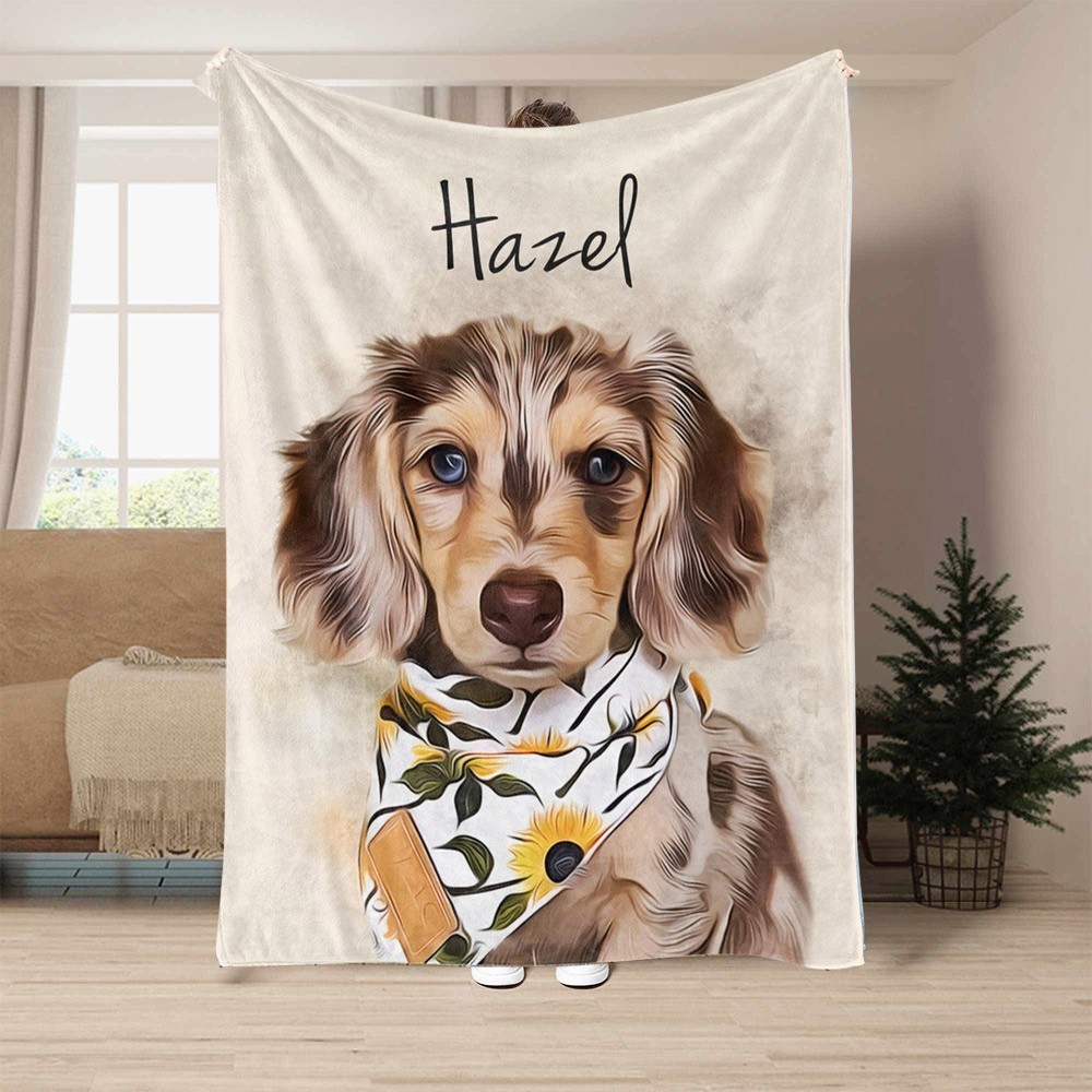 Custom Pet Photo Blanket with Name Keepsake Gifts for Dog Owners Pet Lovers Gift Christmas Gift