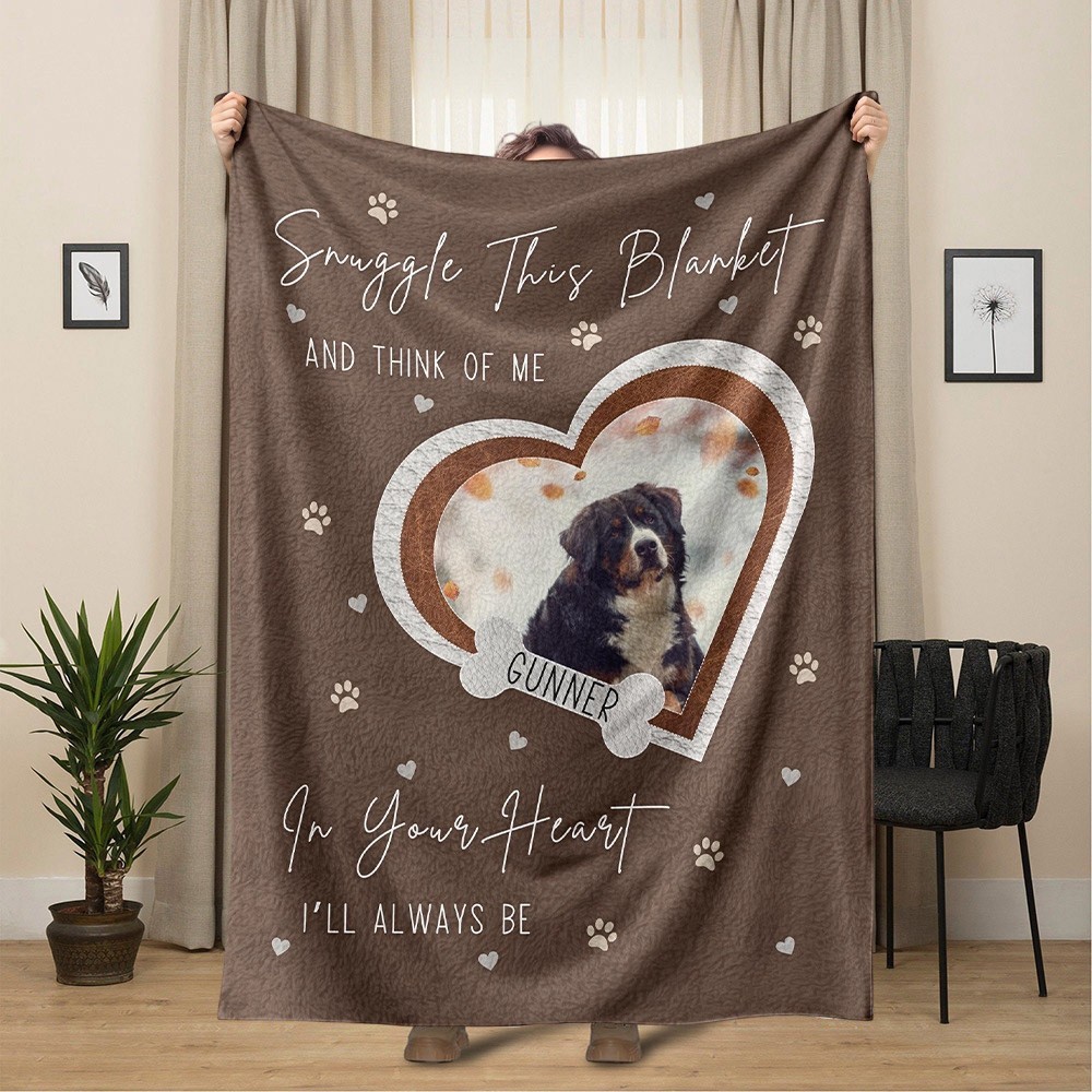 Personalised Dog Memorial Photo Blanket with Name Gifts for Dog Lover Pet Memorial Gift Remembrance Gift For Dog Mum Dad