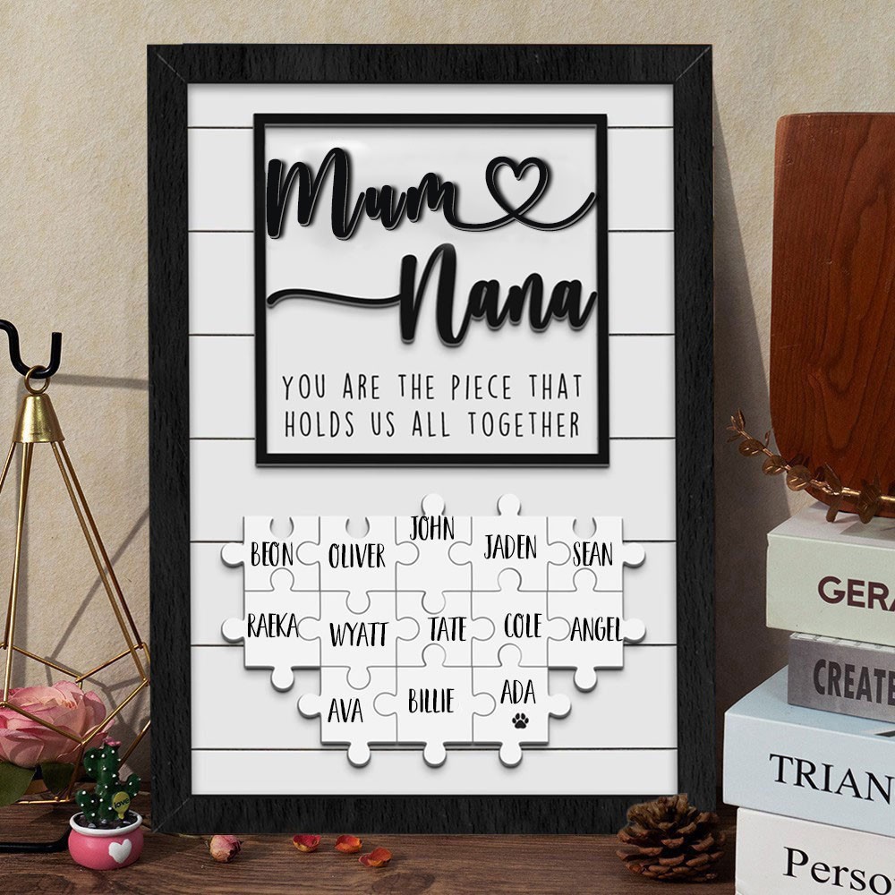 Personalised First Mum Now Nana Puzzle Sign with Kids Names Gift Ideas for Mum Nana Mother's Day Gifts