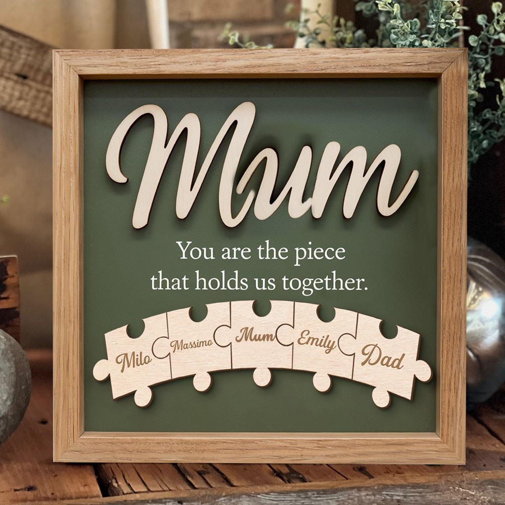 Personalised Mum You Are the Piece that Holds Us Together Puzzle Piece Name Sign With Kids Names Unique Gift For Mum Grandma Mother's Day Gift Ideas