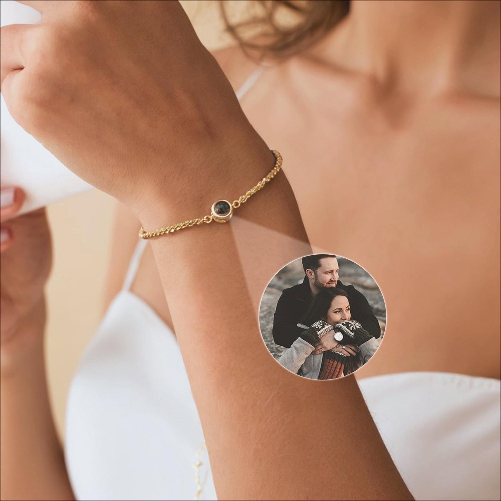 Personalised Photo Projection Bracelet Memorial Gifts for Women Anniversary Gifts for Wife Valentine's Day Gift for Her