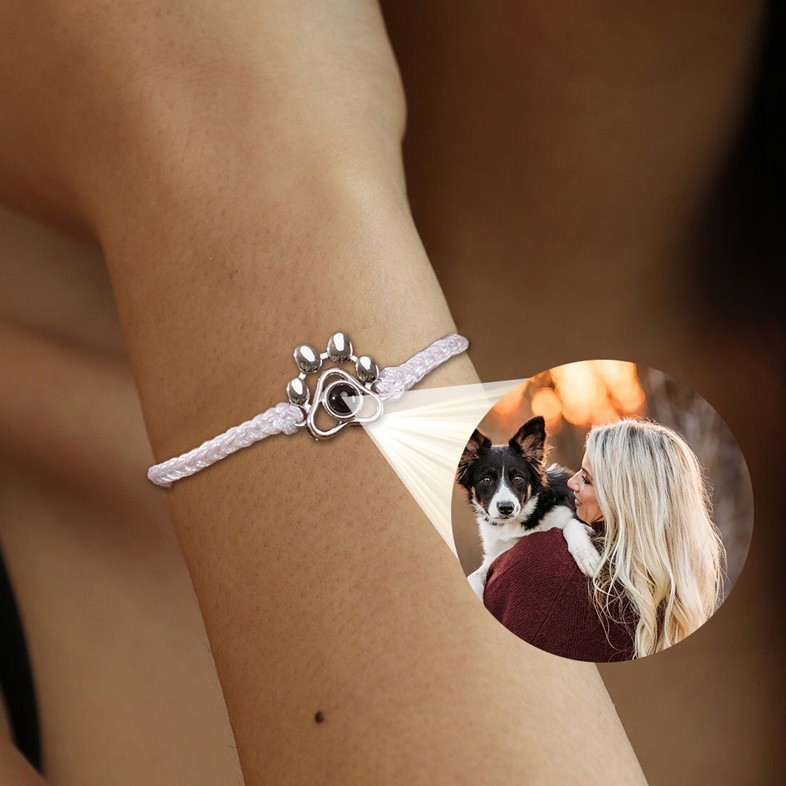 Personalised Pet Photo Projection Bracelet with Picture Inside Memorial Gift for Pet Lovers Unique Gifts for Dog Owners