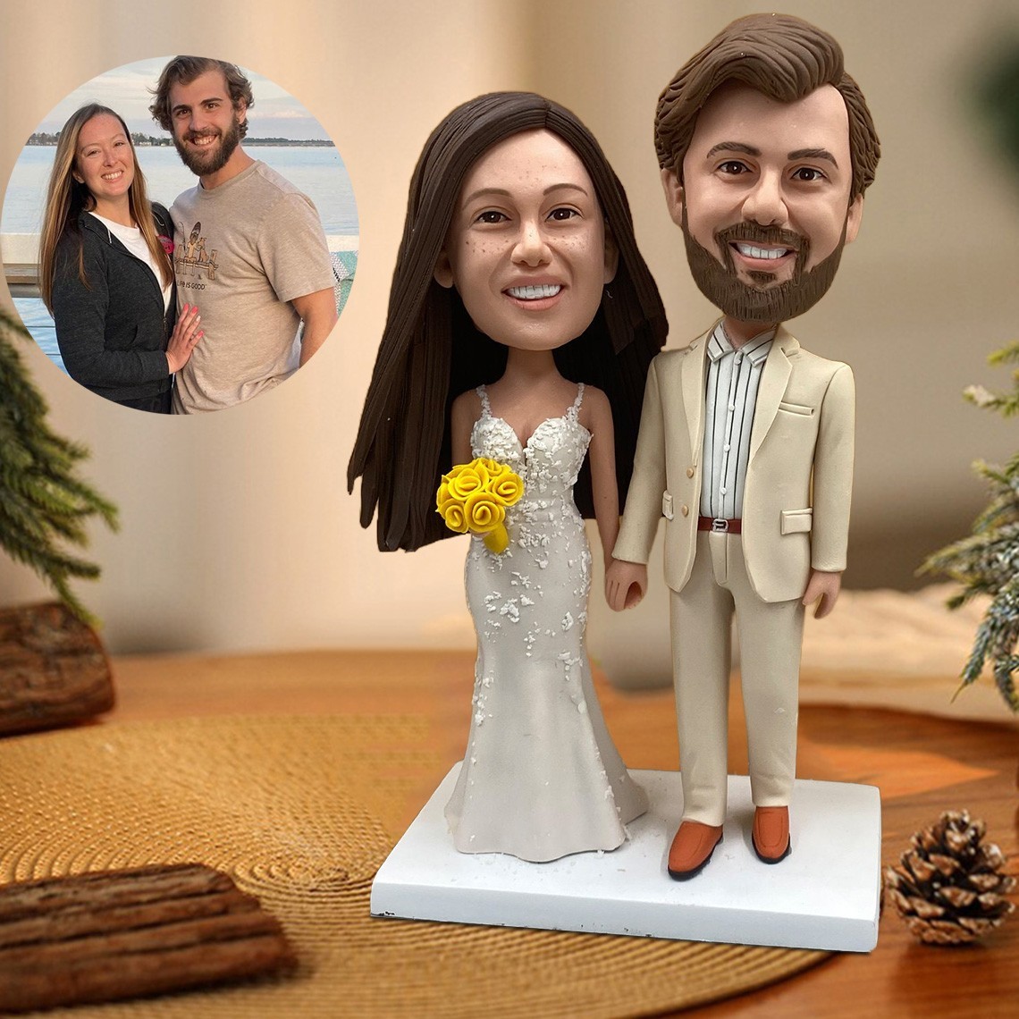 Custom Couple Bobblehead from Photo Wedding Anniversary Gifts Unique Gift for Couples Birthday Gift for Her Him