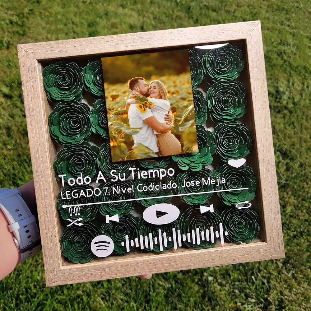 Personalised Couple Photo Spotify Music Code Flower Shadow Box Gifts For Her Unique Christmas Gift Ideas
