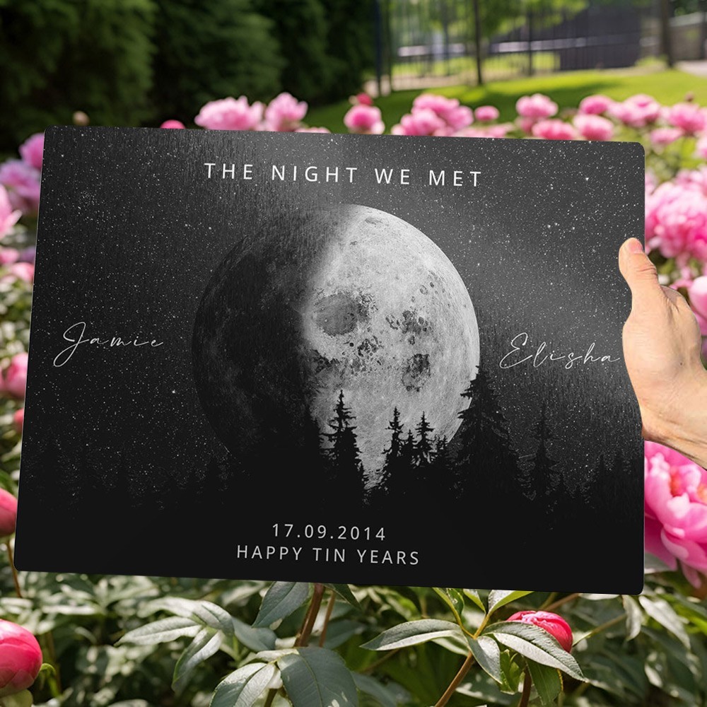 Personalised Moon Phase Print Frame By Date for Couple With Names Anniversary Gift for Wife Husband Birthday Gifts