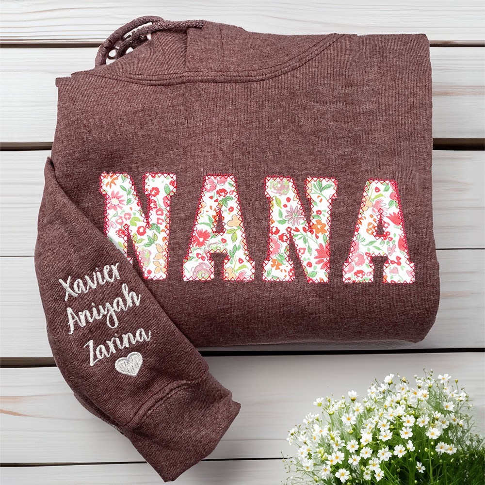 Personalised Nana Embroidered Sweatshirt Hoodie with Names Gifts for Mum Nana Christmas Gift for Grandma