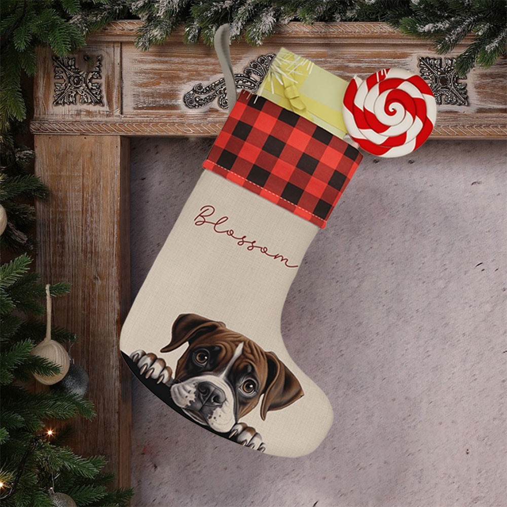 Personalised Embroidered Pet Dog Christmas Stocking with Name Gifts for Dog Owners Christmas Gift for Pet Lovers