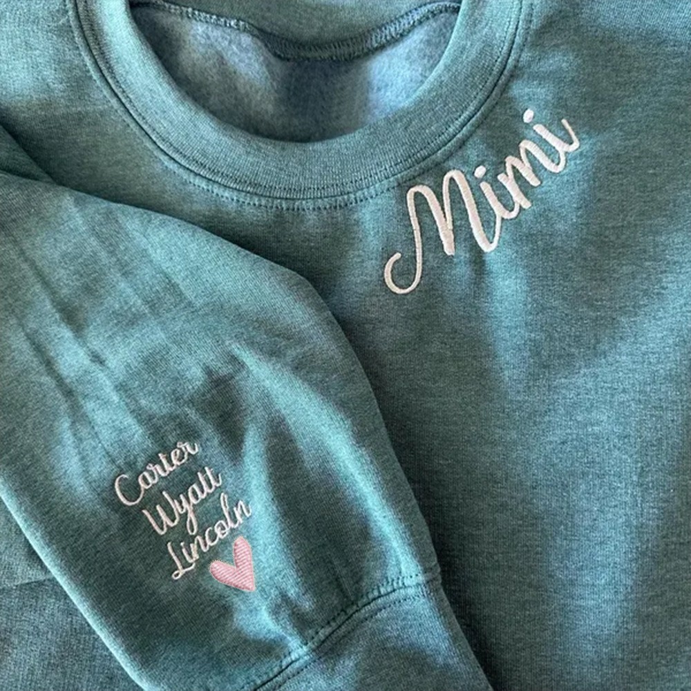 Personalised Embroidered Mimi Sweatshirt with Kids Names on Sleeve Keepsake Gifts for Mimi Mother's Day Gift Ideas