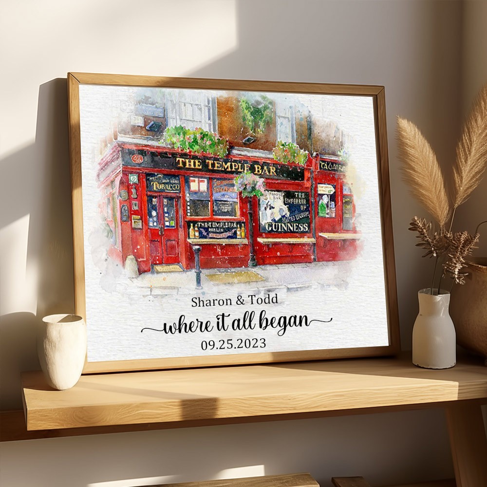 Where It All Began Custom Watercolor House Portrait From Photo Wedding Anniversary Gift for Husband Valentine's Day Gift for Couples