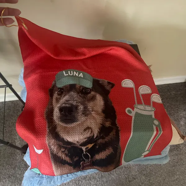Custom Dog Golf Towel with Photo and Name for Dog Lovers Pet Memorial Gifts Golf Lover Gift