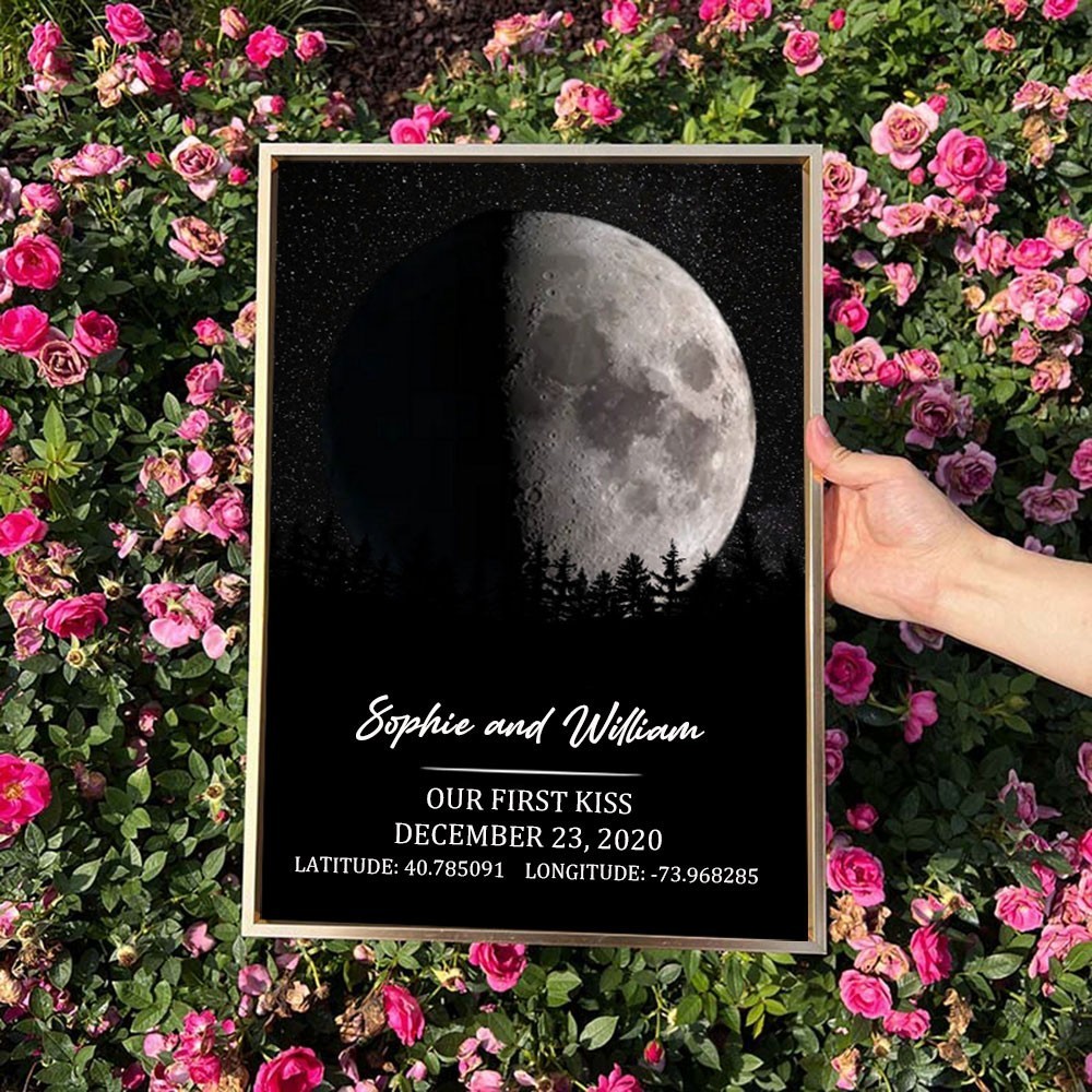 Custom Moon Phase Print Frame Keepsake Gifts for Couple Anniversary Gift Unique Valentine's Day Gifts for Him