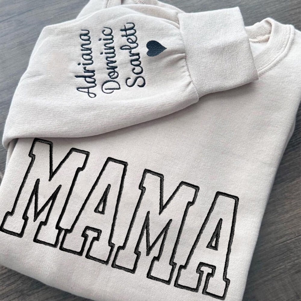Personalised Mama Embroidered Sweatshirt Hoodie for Mum Grandma Christmas Gift Ideas