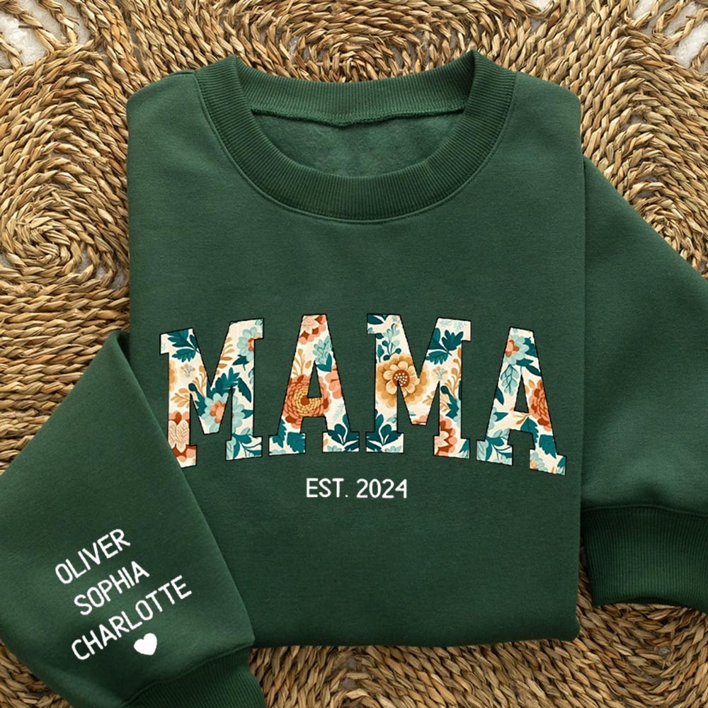 Custom Mama Sweatshirt with Kids Names on Sleeve Keepsake Gift for Mum New Mum Gift Mother's Day Gifts