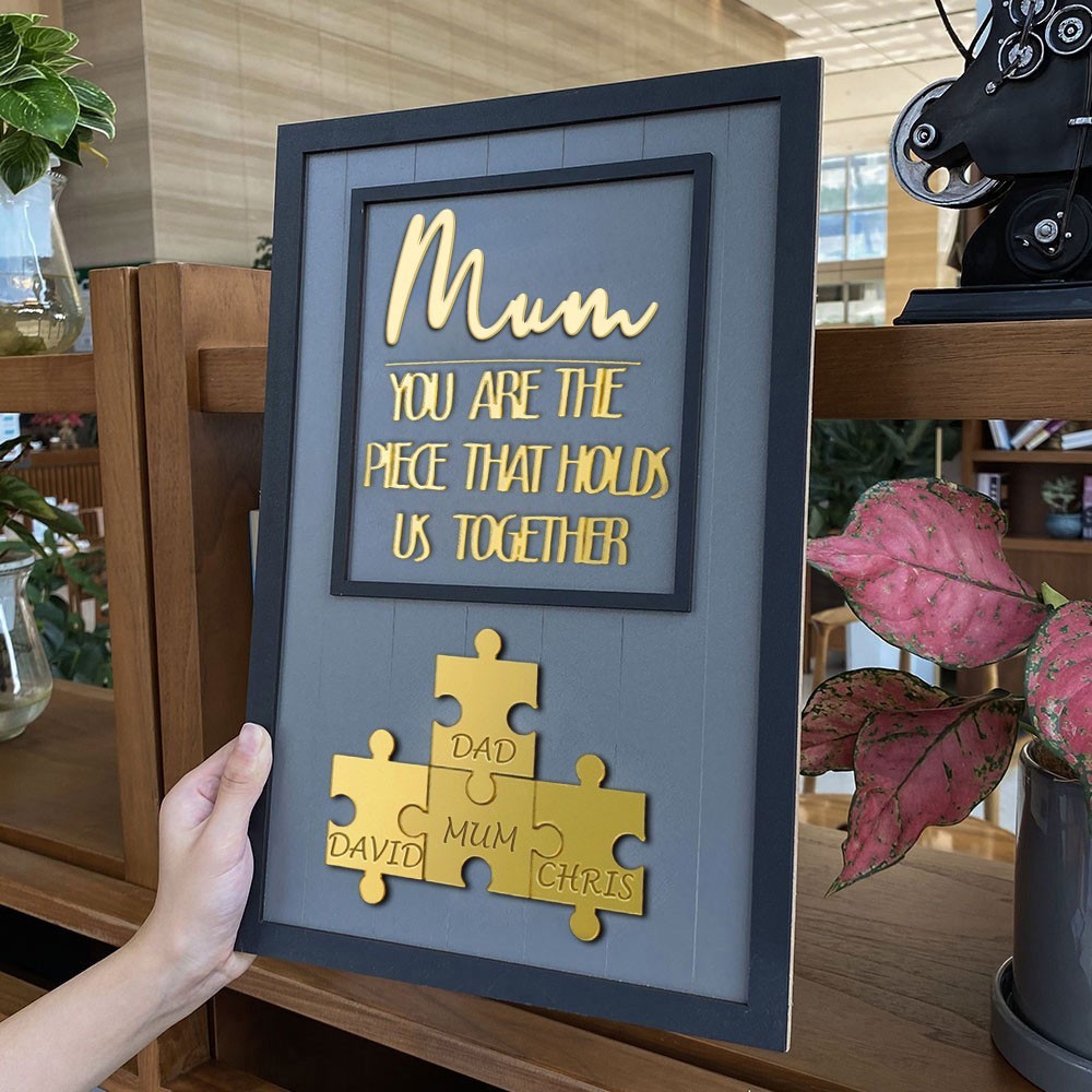 Personalised Wood Mum Puzzle Sign with Kids Names Gift for Mum Grandma New Mum Gift Mother's Day Gift Ideas