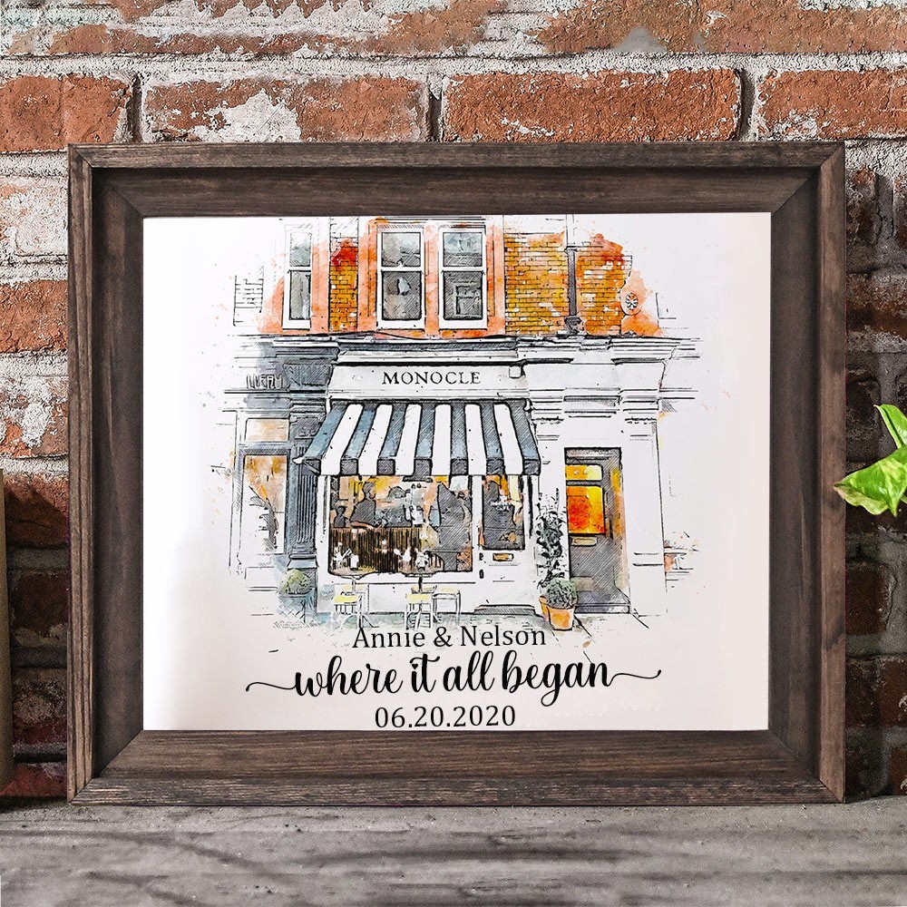 Custom Where It All Began Watercolor House Portrait From Photo Personalised Gifts for Couple Anniversary Gift Valentine's Day Gifts