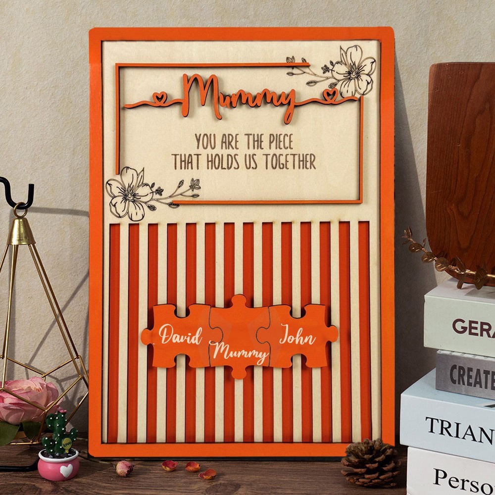 Custom Wooden Mummy Puzzle Pieces Sign With Kids Names Custom Family Sign Gift for Mum Grandma Unique Mothers Day Gift Ideas