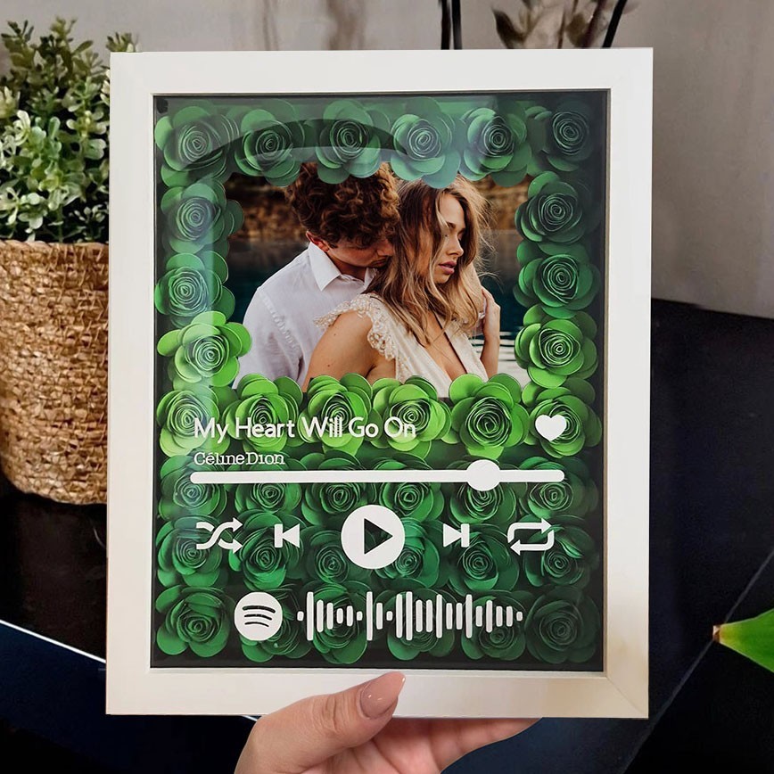 Custom Couple Photo Spotify Flower Shadow Box Gifts For Her Christmas Gift Ideas