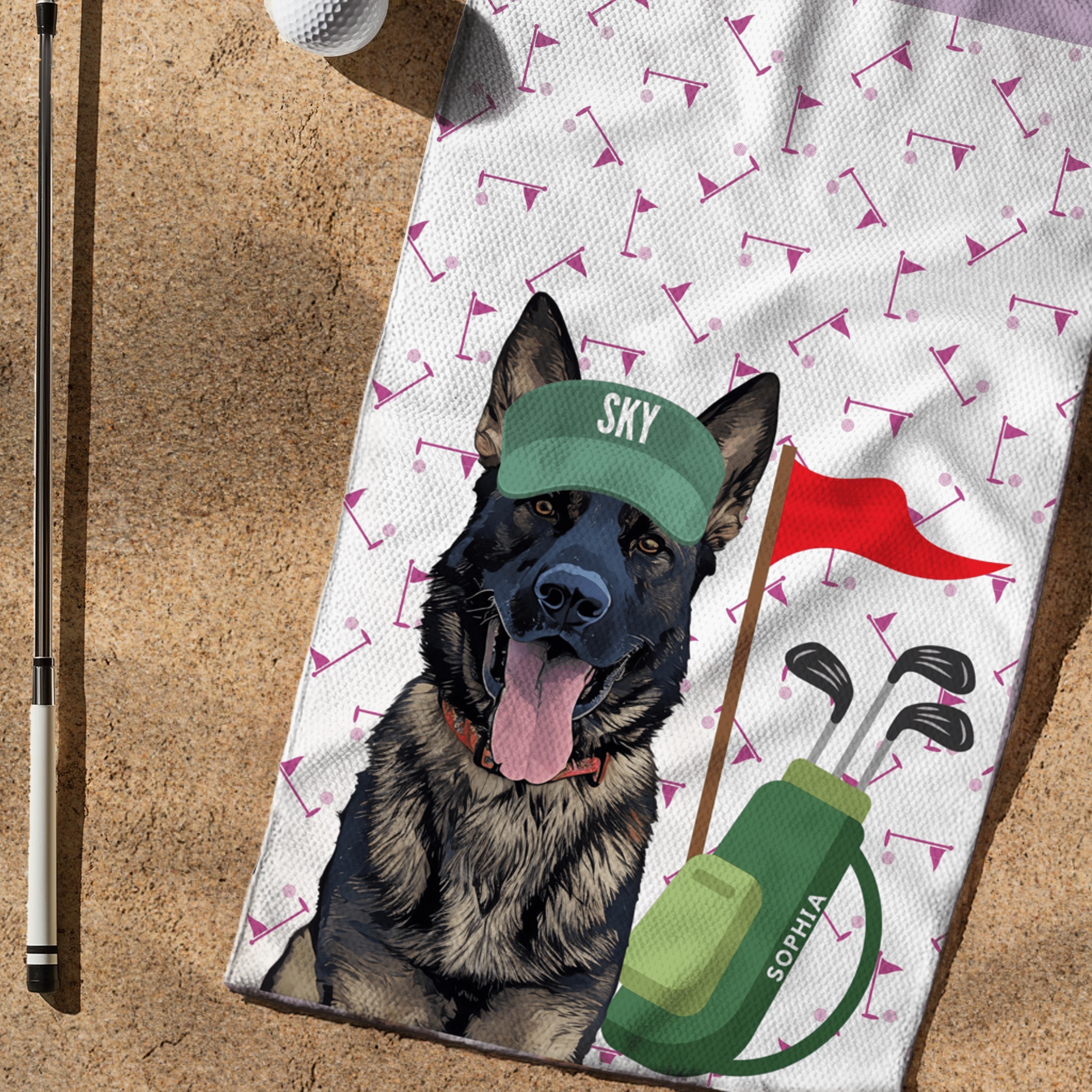Personalised Pet Golf Towel with Photo and Name Gift for Dog Lovers Unique Gifts for Golf Lover