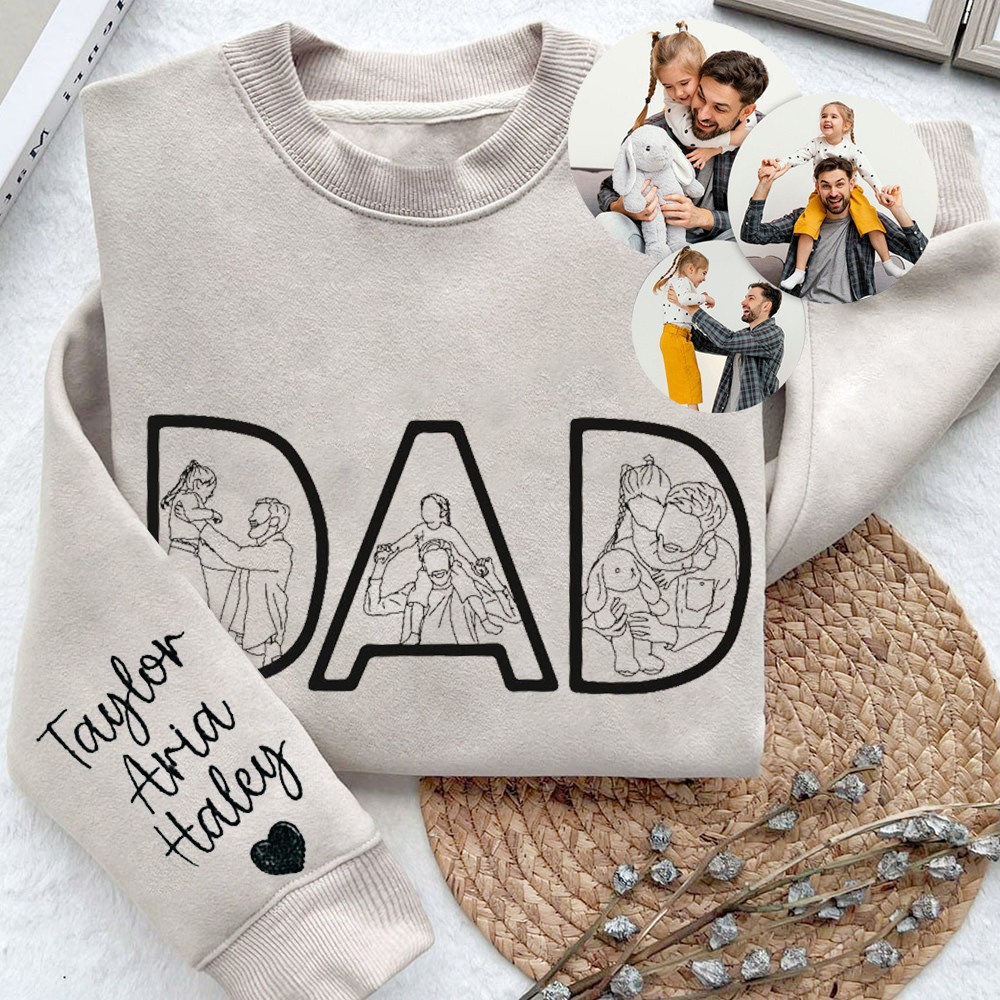 Personalised Dad Photo Embroidered Sweatshirt Hoodie Family Keepsake Gift Father's Day Gift Ideas