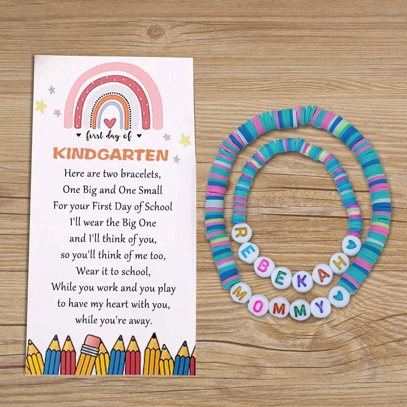 First Day of Kindergarten Mummy and Me Matching Heart Bracelet Back to School Gifts for Kids