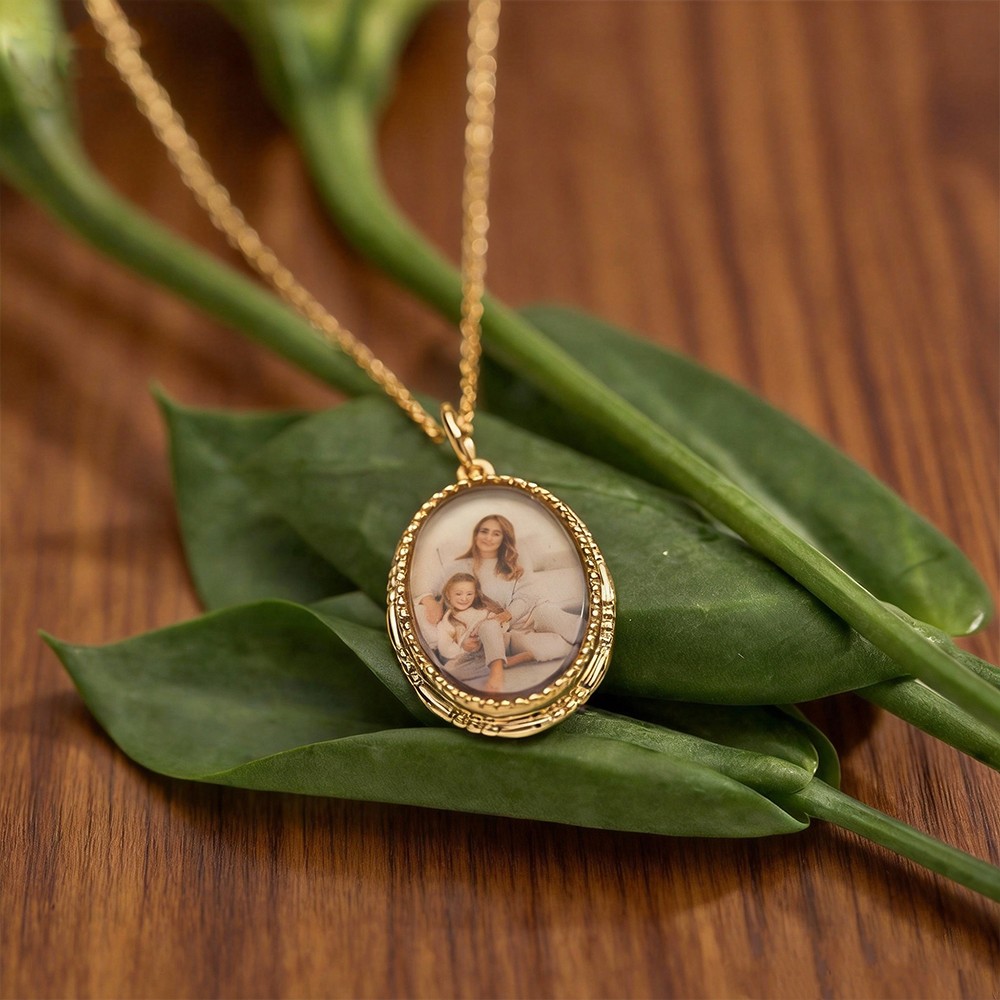 Personalised Photo Necklace With Engraving Custom Picture Necklace Memorial Gift Birthday Keepsake Gift Mother's Day Gift