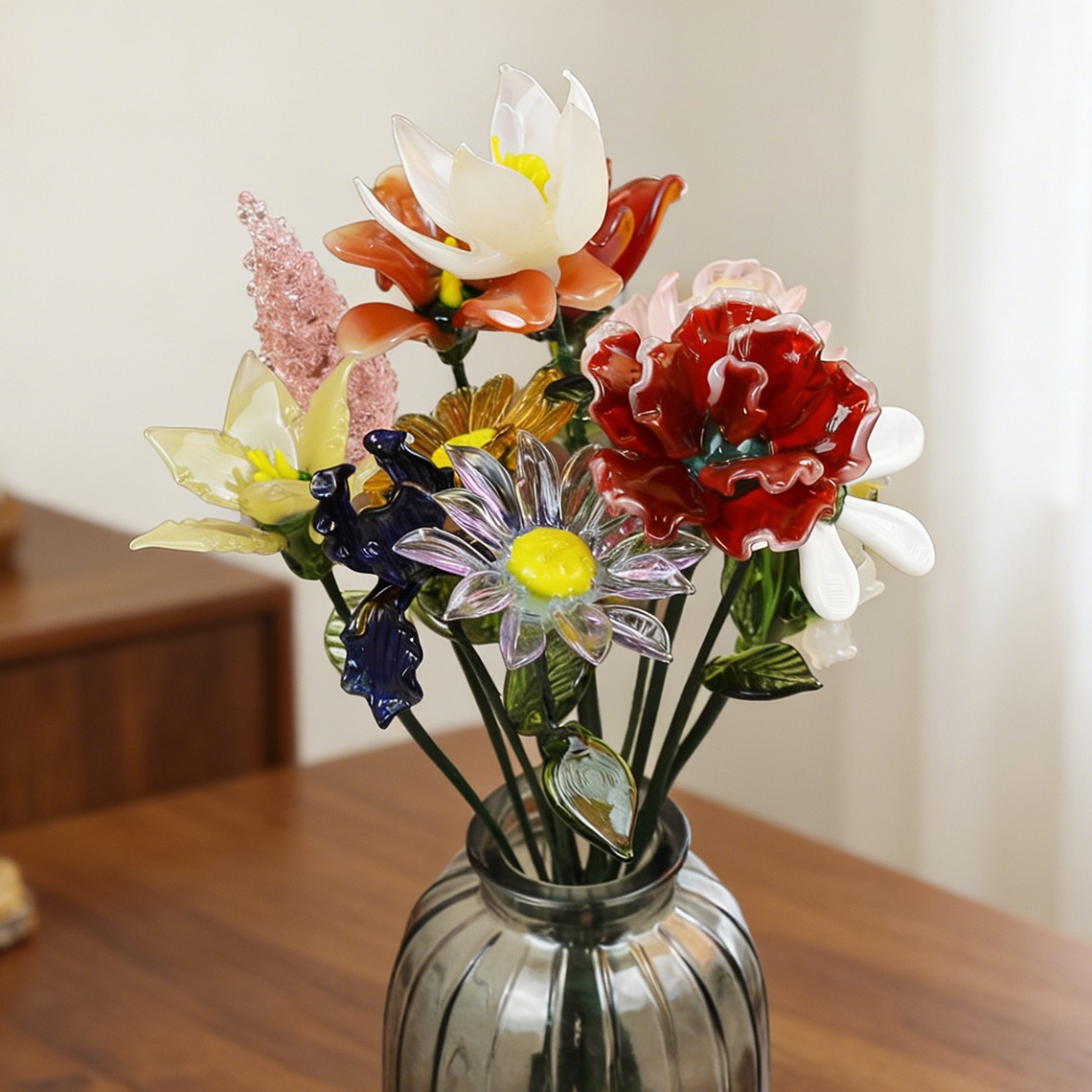 Personalised Mini Glass Birth Month Flower Unique Birthday Gift for Mum Grandma Mother's Day Gift Ideas