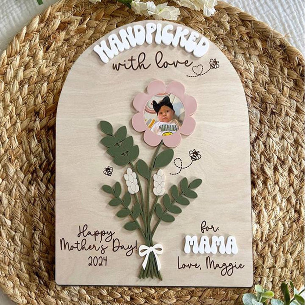 Custom Mama Flower Bouquet Photo Sign Mother's Day Gift Ideas Gift For Mum Grandma