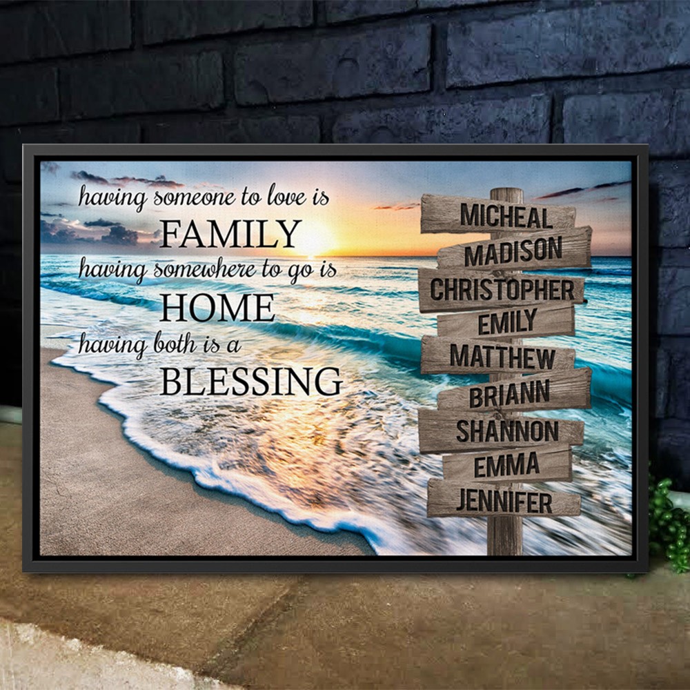 Custom Sunset Beach Family Street Sign With Multi-Names Unique Family Home Decor