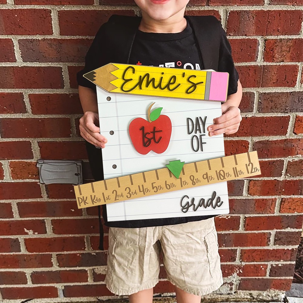 Personalised First/100th/Last Day of School Interchangeable Photo Prop Back to School Gifts for Kids