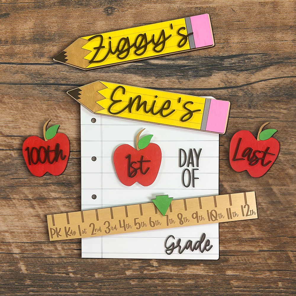 Custom First/100th/Last Day of School Interchangeable Photo Prop Back to School Gifts for Kids