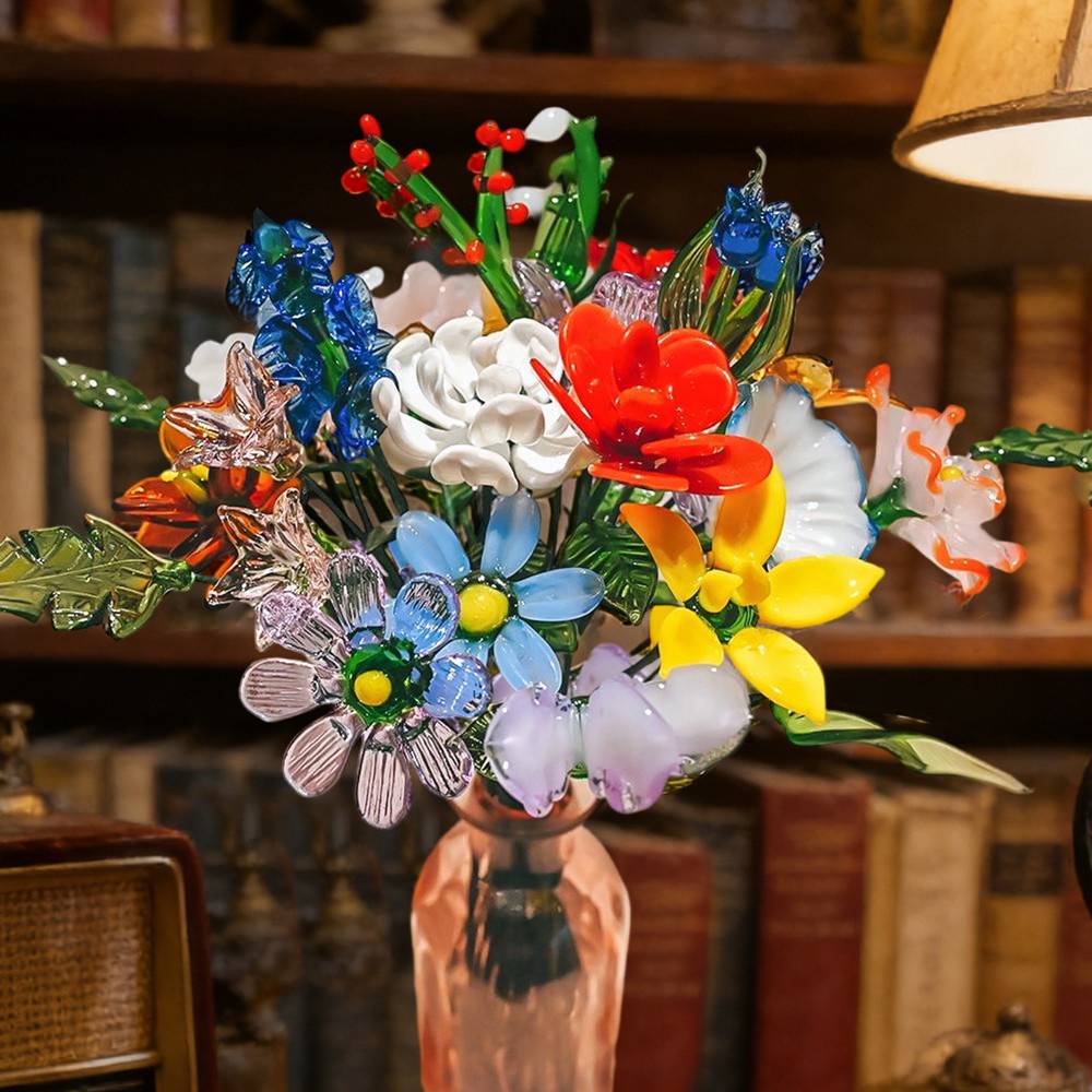 Personalised Glass Birth Month Flower Bouquet – Birthday & Family Keepsake For Mum Grandma Unique Mother's Day Gift Ideas