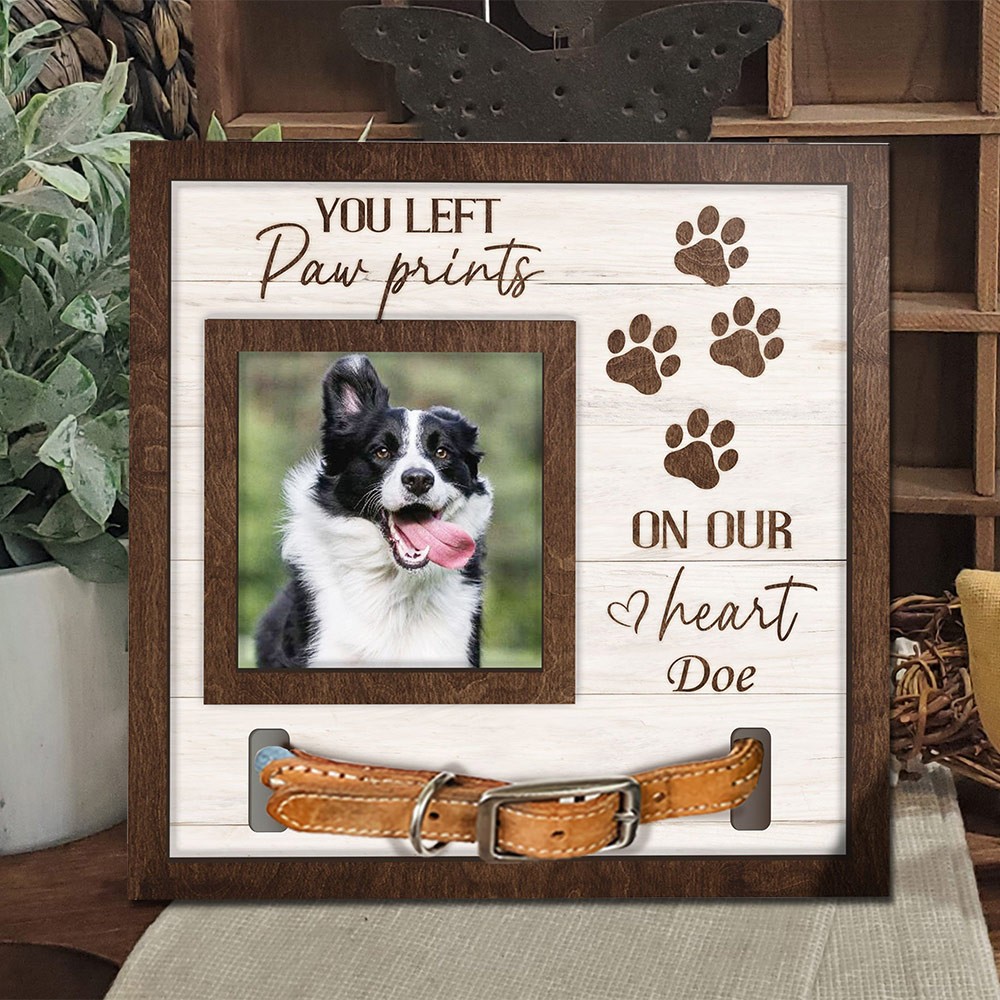 Personalised Memorial Pet Collar Sign with Photo For Loss of Dog Pet Sympathy Gift