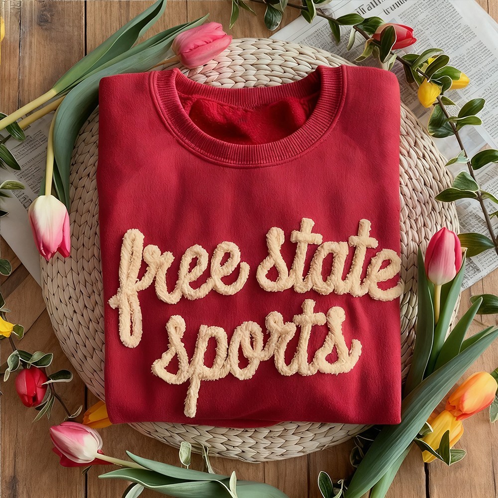 Custom Chenille Embroidered Team Sport Sweatshirt with Game Day Fuzzy Letter Unique Gift for Game Day