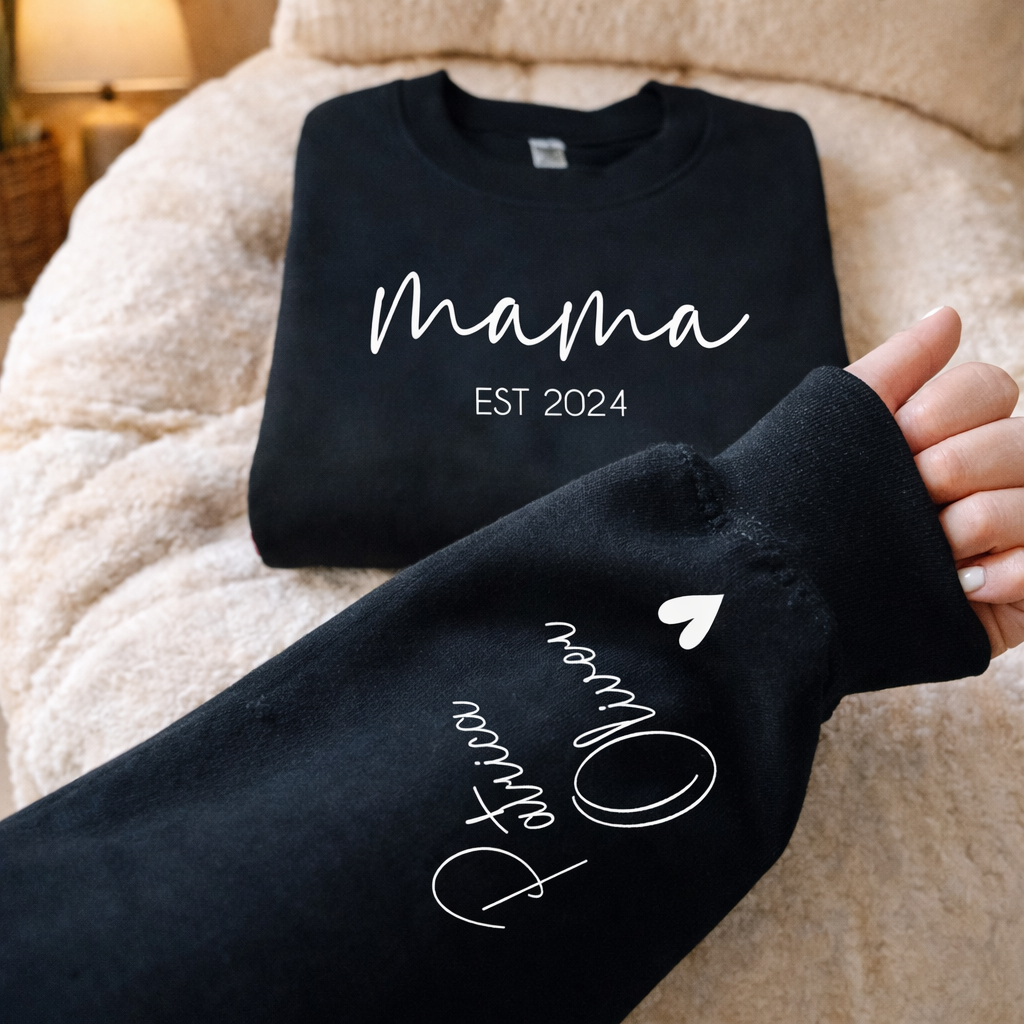 Personalised Mama Embroidered Sweatshirt Hoodie With Date Unique Family Gift For Mum Grandma Perfect Mother's Day Gift Ideas