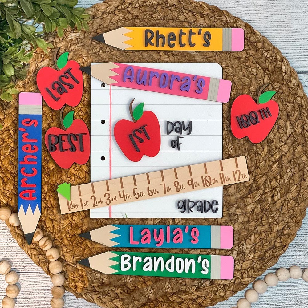 Personalised First/100th/Last Day Sign Interchangeable Back to School Sign Unique Photo Prop Gifts for Kids